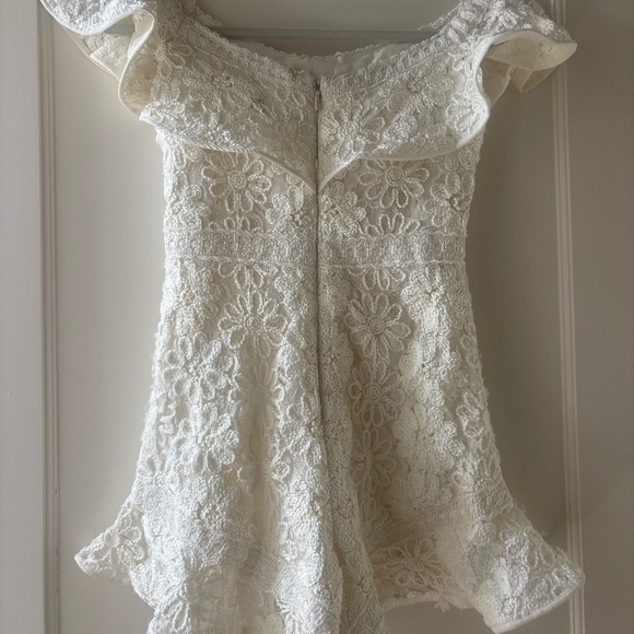 ALEXIS Ivory Off-the-shoulder Ruffled Romper - Picture 3 of 5